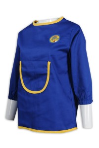 AP136 訂做兒童圍裙 畫廊 魔術貼 後幅 圍裙製衣廠 穿袖式   學前預備班圍裙